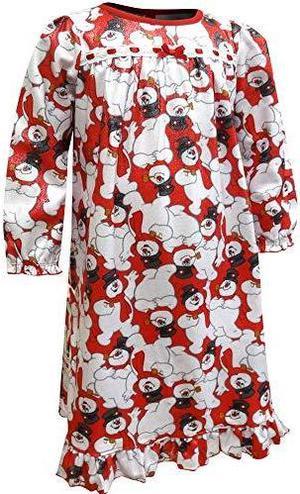 Komar Kids Girls' Frosty The Snowman Traditional Toddler Flannel Nightgown (3T) Red