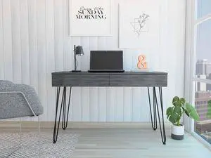 FM FURNITURE Oakland Desk,  For An Office Or Home Office, With 2 Drawers, Gray Oak Finish, Particle Board, Pore-Soft Texture, Easy To Assamble.