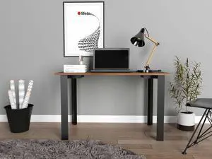 FM FURNITURE Marrakech Desk, For An Office Or Home Office, 4 Steel Legs, Modern Desing, Mahogany Finish, Particle Board, Pore Texture, Easy To Assamble.