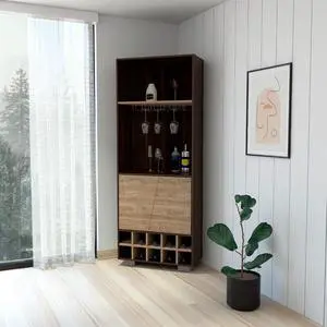 Bahamas Corner Bar, Ten Wine Cubbies, Double Door Cabinet, Two Shelves, One Interior Shelf