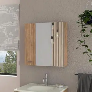 Aria Mirrored Medicine Cabinet, Four Shelves, Single Door, Mirror