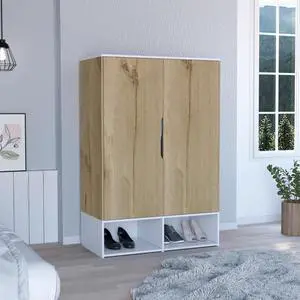 Rose Double Door Armoire, Hanging Rod, Seven Shelves