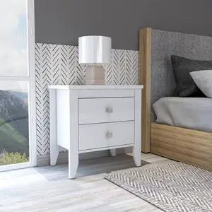 Breeze Nightstand, Four Legs, Two Shelves, Superior Top