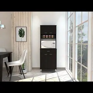 Bay Area Pantry, Two Door Cabinets, One Drawer, Four Adjustable Metal Legs