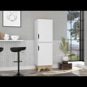 British Single Kitchen Pantry, Four Storage Shelves, Double Doors Cabinets