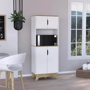 Brussel Microwave Pantry Cabinet, Top Double Door Cabinet, Countertop Surface