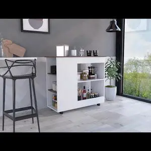 Arizona Kitchen Cart, Two Storage Shelves, Three Shelves, Four Casters