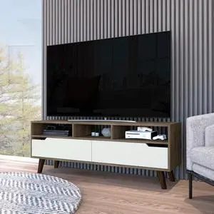 Hamburg TV Stand For TV´s up 52", Four Legs, Three Open Shelves,Two Drawers