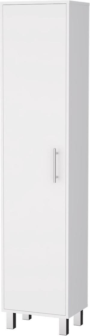 Lawen Tall Storage Cabinet, Single Door, 3 Broom Hangers