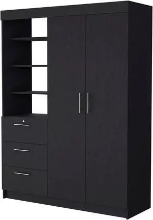 Tempe 3 Drawers Armoire, 3-Tier Shelf, 2-Door