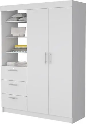 Tempe 3 Drawers Armoire, 3-Tier Shelf, 2-Door