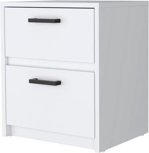 Myrtle 2 Drawers Nightstand, Bedside Table with Metal Handles
