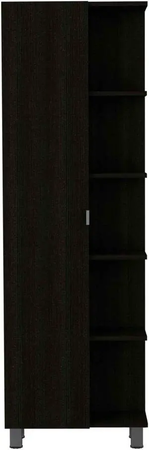 Los Angeles Linen  Cabinet, Five Shelves, One Cabinet, Divisions