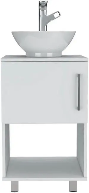 Malibu Single Bathroom Vanity, Single Door Cabinet, One Open Shelf