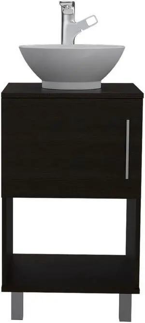 Malibu Single Bathroom Vanity, Single Door Cabinet, One Open Shelf