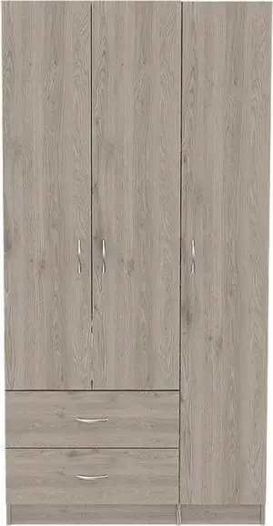 Eureka Three Door Armoire, Two Drawers, Rod