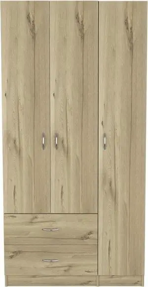 Eureka Three Door Armoire, Two Drawers, Rod