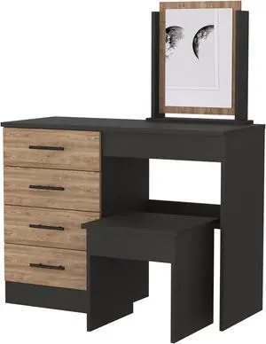 Merlot Makeup Dressing Table, Stool, Four Drawers