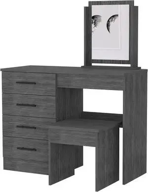 Merlot Makeup Dressing Table, Stool, Four Drawers