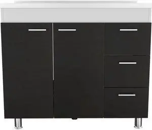 Darien Base Cabinet, Double Door Cabinet, Three Drawers, Four Legs