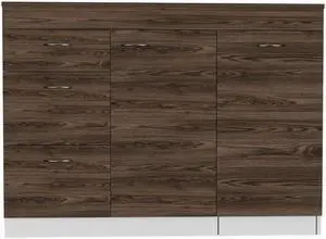 Joliet Kitchen Base Cabinet, Three Drawers, Two Interior Shelves, One Flexible Cabinet