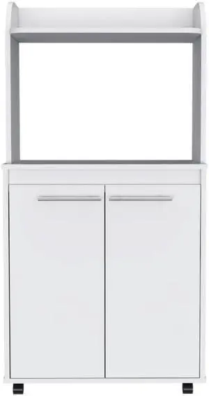 Rockford Kitchen Cart, Open Shelf, Double Door Cabinet, Two Interior Shelves