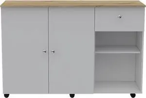 Chico Kitchen Island, Two Concealed Shelves, Two Drawers