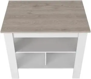 Brooklyn Antibacterial Surface Kitchen Island, Three Concealed Shelves