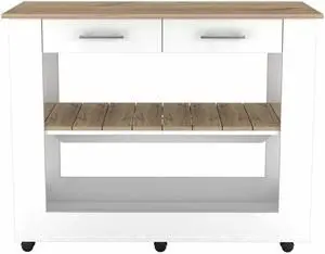 Brooklyn 46 Kitchen Island, Two Shelves, Two Drawers
