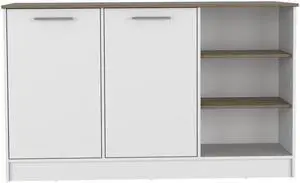 Gladiolus Kitchen Island, Two Cabinets, Three Open Shelves