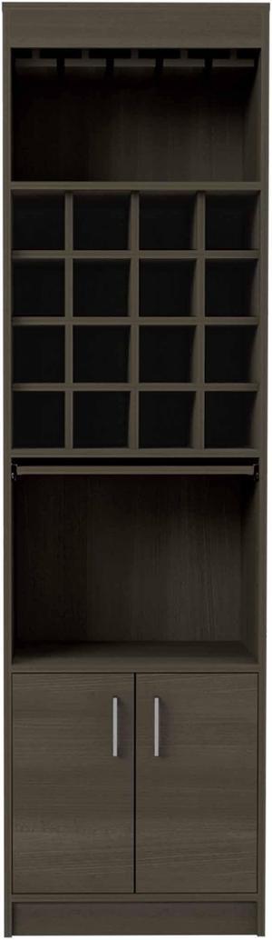 Illinois Bar Cabinet, Sixteen Bottle Cubbies, One Cabinet , Glass Rack One Open Shelf