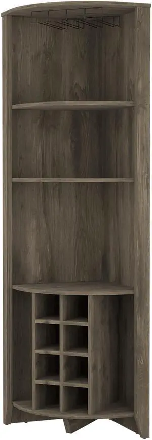Bouvet Corner Bar Cabinet, Three Shelves, Eight Built-in Wine Rack, Two Side Shelves