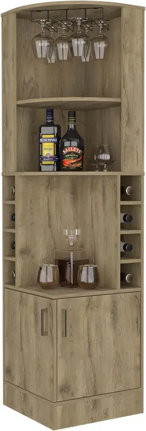 Seattle Bar Cabinet, Eight Bottle Cubbies, Two Large Open Shelves