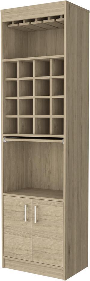 Myers  Bar Cabinet, Two Shelves, Double Door Cabinet, Six Built-in Wine Rack