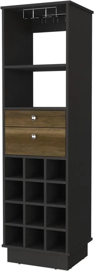 Hype Bar Cabinet, Twelve Built-in Wine Rack, Two Drawers, One Shelf