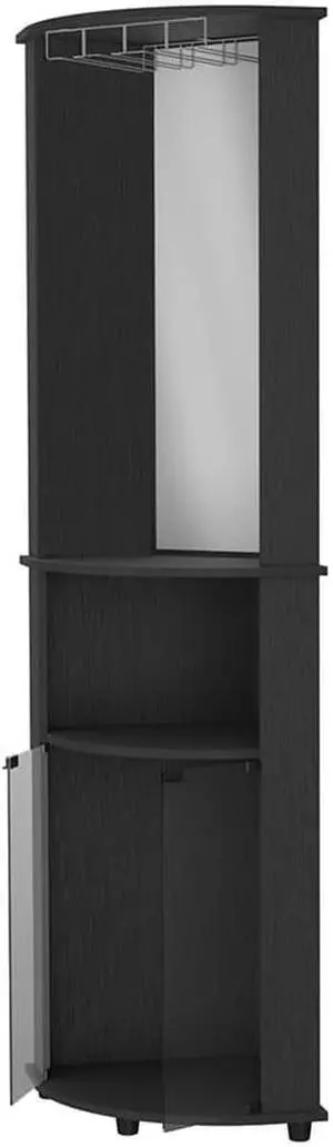 Oregon Corner Bar Cabinet, 3-Tier Shelf with Glass Rack