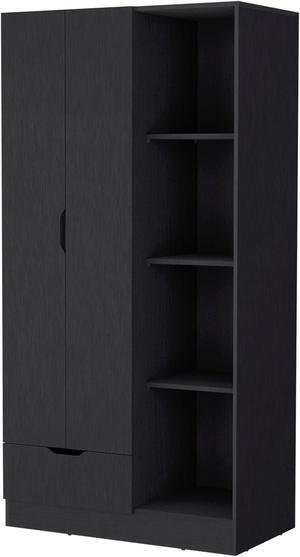 Redmond Armoire with Single Drawer, 4 Storage Shelves and Hanging Rod
