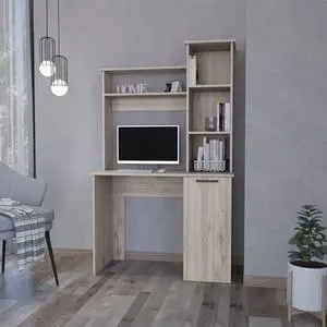 Rumford Computer Desk with Hutch and 3-Tier Storage Shelves
