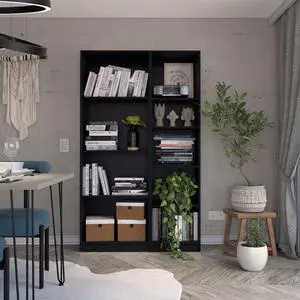 Sutton Slim 2 Piece Living Room Set with 2 Bookcases, Black