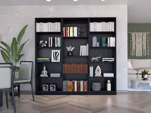 Arrey 3 Piece Living Room Set with 3 Bookcases, Black