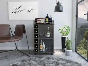 Vegas Bar Cart of particle board with a carbon espresso finish.