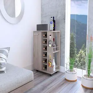 Tennessee Light Gray Bar Cart made of particle board with a light gray finish.