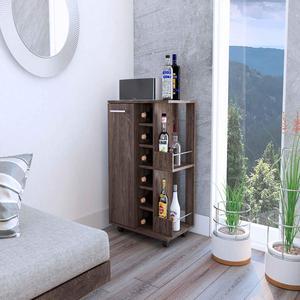 Tennessee Goldenbrown Bar Cart made of particle board with a Dark Walnut finish.