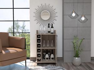 Vegas Light Gray Bar Cart made of particle board with a light gray finish.