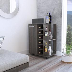 Tennessee Charcoal-Color Bar Cart made of particle board with a Carbon-Espresso.