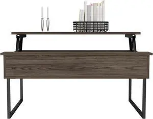 FM FURNITURE Fairfield Lift Top Multipurpose Coffee Table, With 1 Cabient, Simple And Modern, Dark Walnut Finish, Made Of Particle Board, Easy To Assamble