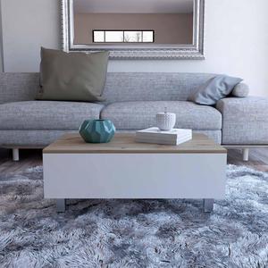 FM FURNITURE Boston Lift Top Multipurpose Coffee Table, With 1 Cabinet, Simple And Modern, White Finish, Made Of Particle Board, Easy To Assamble