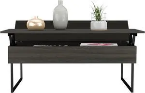 FM FURNITURE Chester Lift Top Multipurpose Coffee Table, With 1 Cabinet, Simple And Modern, Black Wengue Finish, Made Of Particle Board, Easy To Assamble