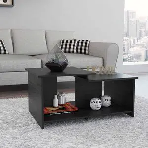 FM FURNITURE Waycross Coffee Table, With 1 Large Shelf, and 2 Table Tops, Simple And Modern, Black Wengue Finish, Made Of Particle Board, Easy To Assamble