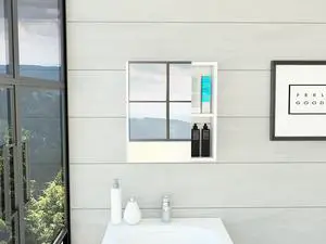 Lincoln, Mirrored Medicine Cabinet, With 5 interior shleves - White